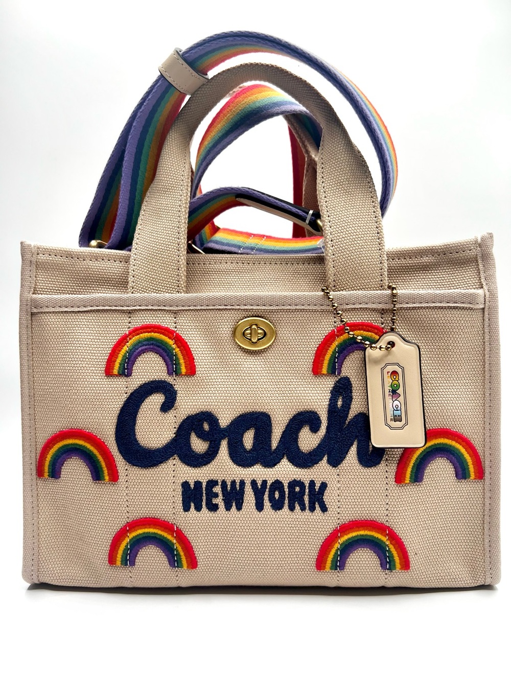 Coach Rainbow Embroidered Cargo Tote 26 - NWT